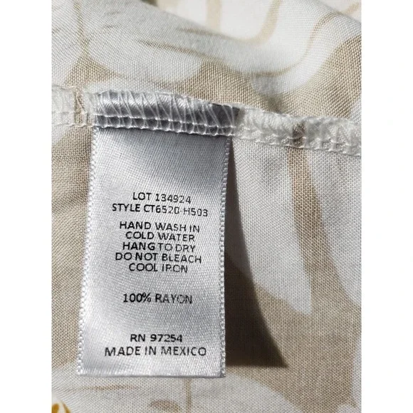 One Clothing Off Shoulder Tunic Top Women's Medium Gold Leaf Print Slit Sleeve - Picture 8 of 10